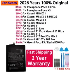 2024 Years Xiaomi Original Battery For Xiaomi Mi Mix 1 2 2S 3 4 Poco X3 F3 Redmi K40 10T 11T Mi 11 Mi11 Lite Ultra Pro Batteries