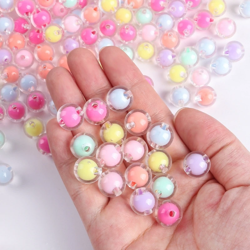 8-14mm Runde Acrylperlen Transparente Mattierte Bunte Zwischenperlen für DIY-Bastelarbeiten Ornamentherstellung Handgemachtes Zubehör – Detail 6