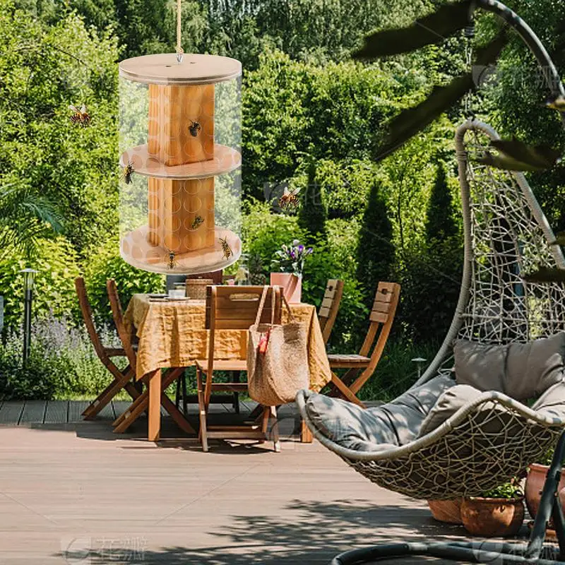スズメバチトラップ木製スズメバチ蜂スズメバチ抑止安全な庭の装飾大工屋外庭芝生パティオ用サスペンションキャッチャー