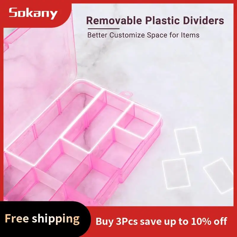 

A59E-Organizer Case Plastic Organizer Case 4PCS 15-Grid Adjustable Plastic Box With Dividers, Empty Storage Container