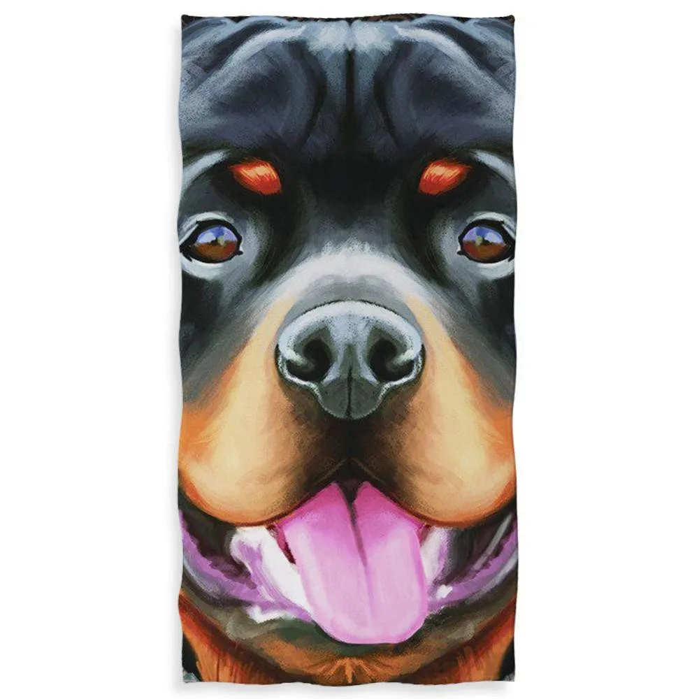 Pet Dog Beach Towel Rottweiler Design Sand Resistant Towel Microfiber Quick Dry Swimming Blanket Animal Yoga Gym Mat Women Men