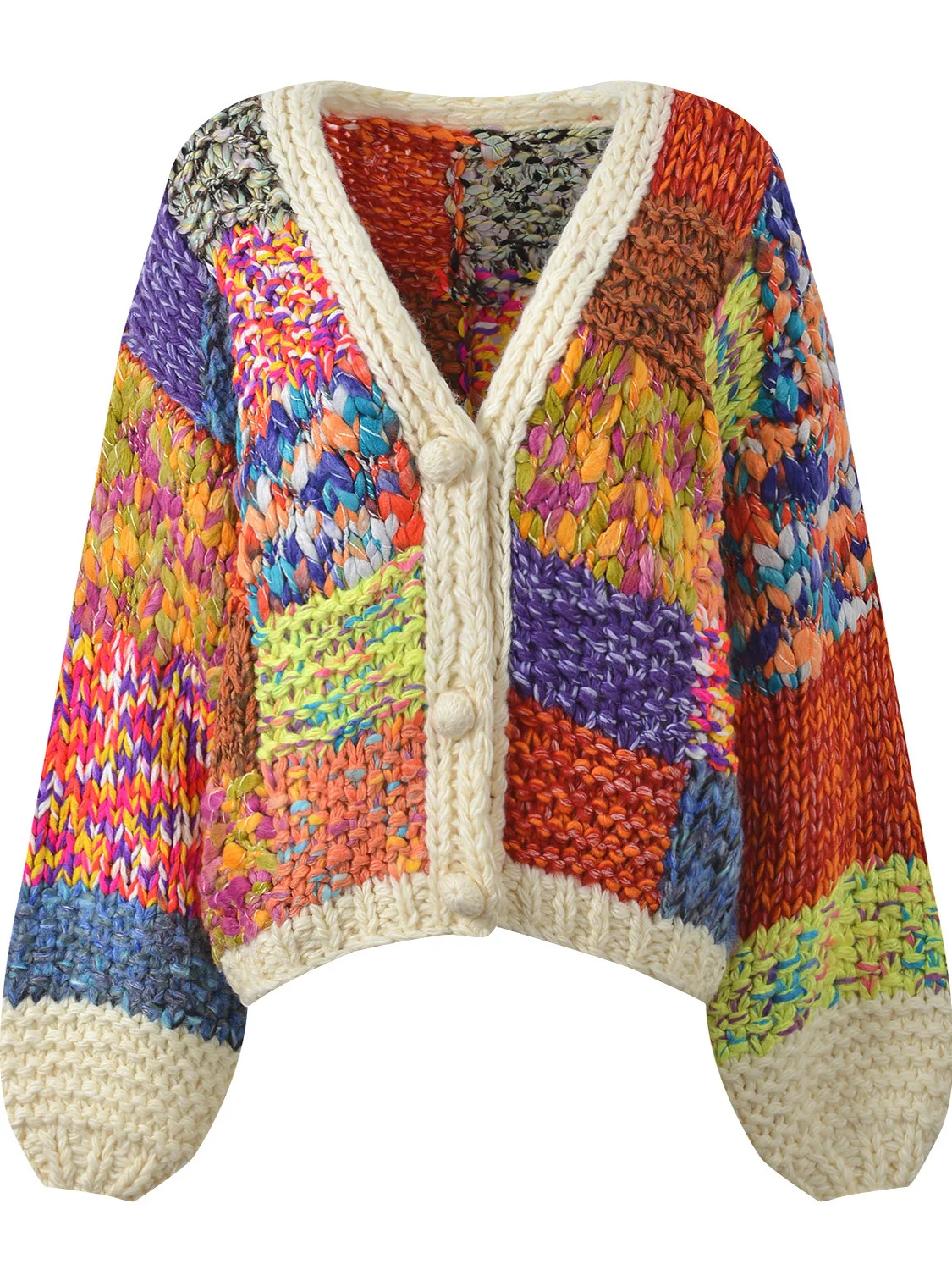 

Autumn 2025 Heavyweight Long Sve V-Ne Knitted Sweater Coat Color Blo Slimming Versatile Commute Sle Button Detail