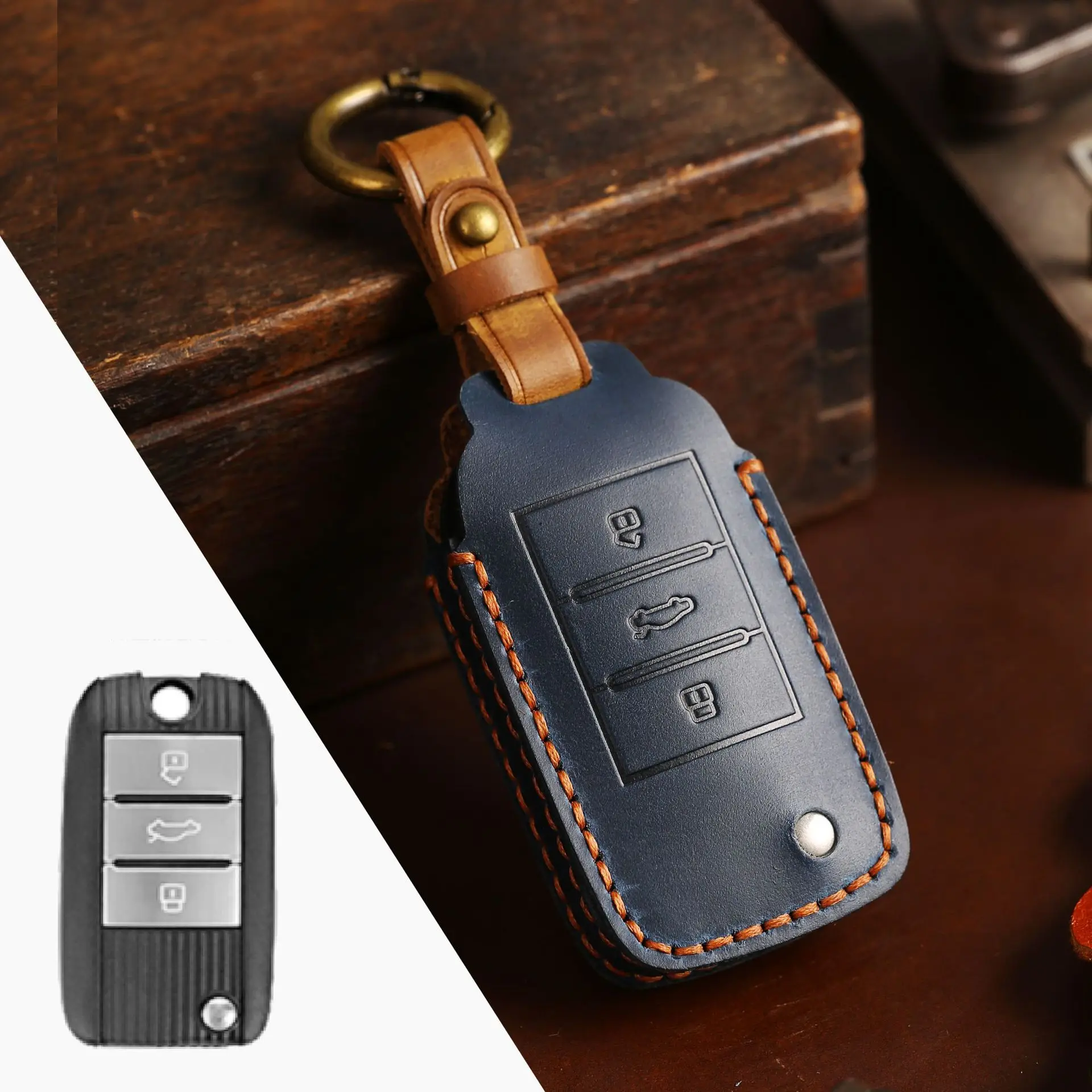 Crazy Horse Leather Car Key Case Cover Fob Shell for Roewe RX5 MG3 MG5 MG6 MG7 MG ZS GT GS 350 360 750 Keychain