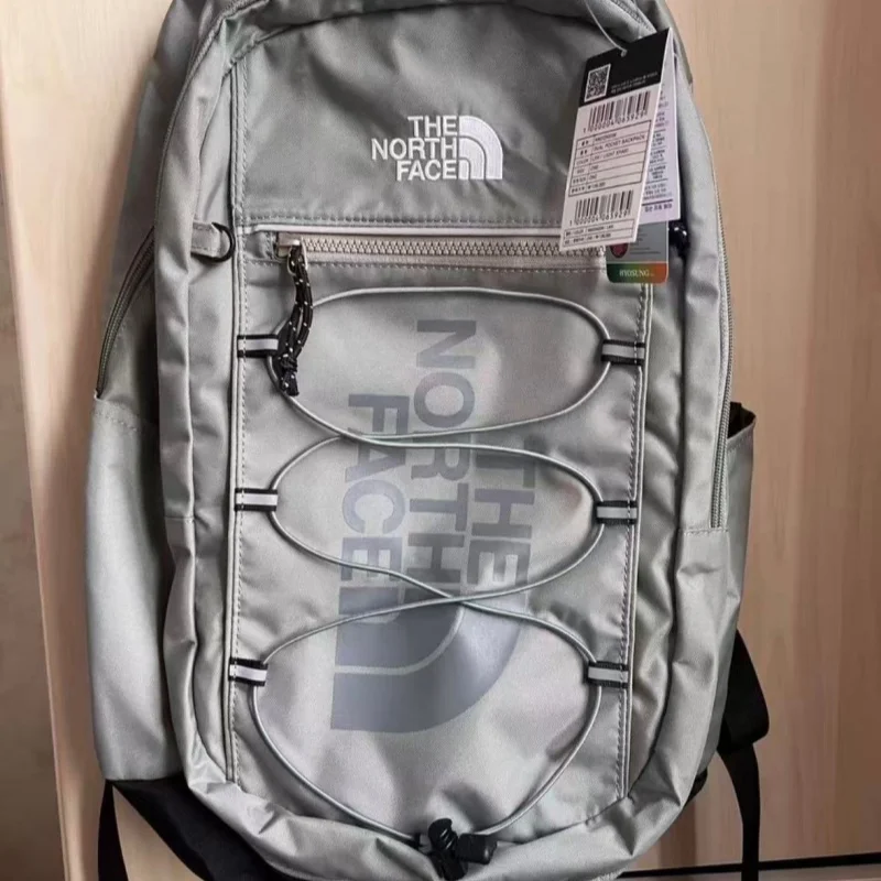 The North Face brand logo nylon zipper-opening casual sports backpack, messenger bag, double-shoulder bag, gray color
