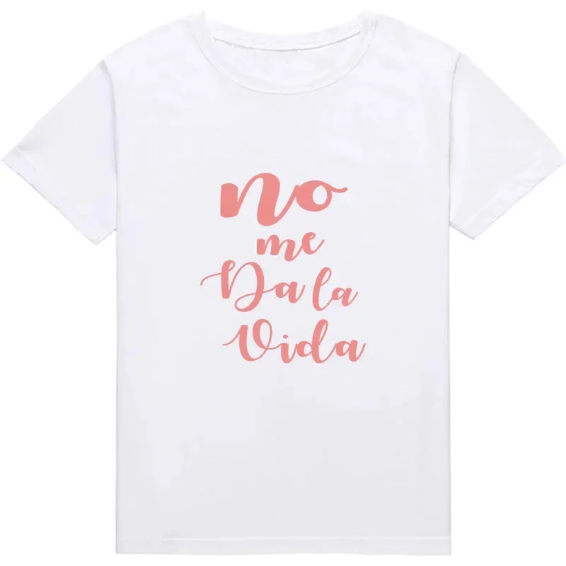 Camiseta con estampado de letters It Dont Give Me Life para mujercamiseta غير رسمية الباسيكا كون cuello redondo camiseta بلانكا