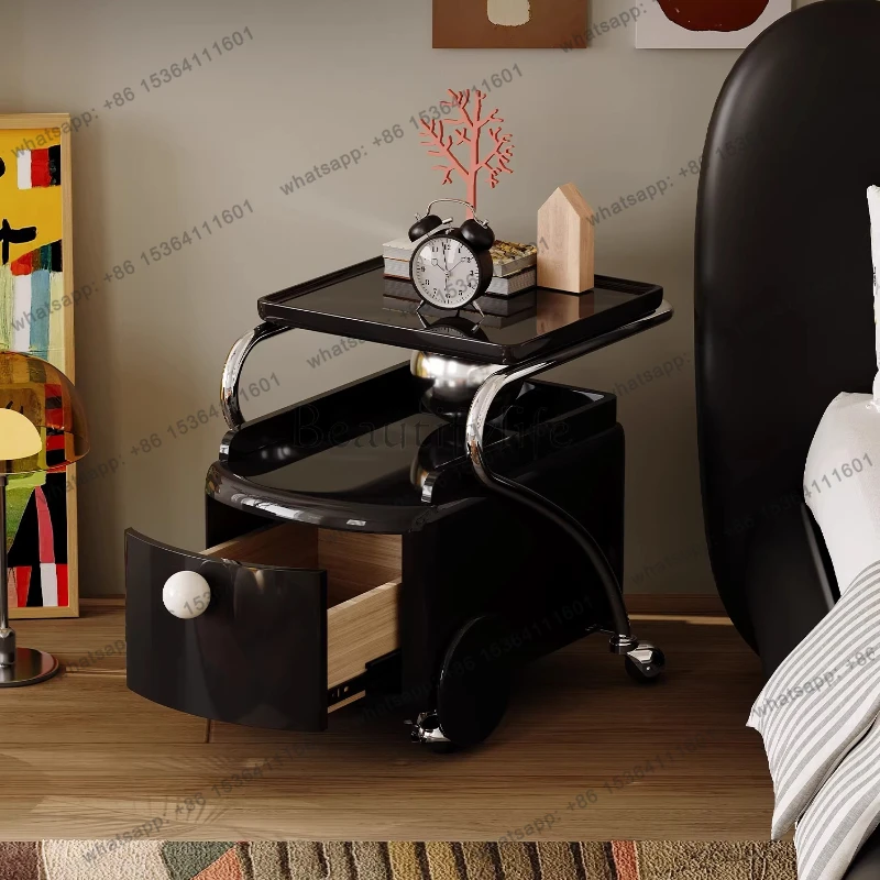 Children's bedside table removable boy black light luxury high-end storage bedroom home trolley