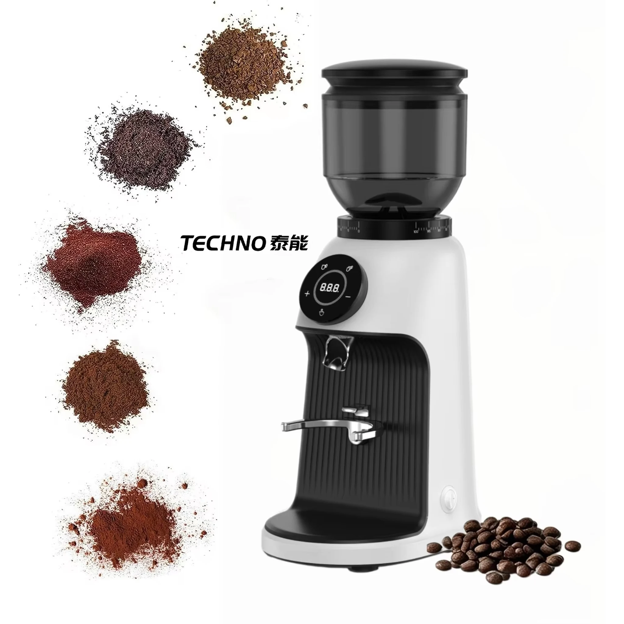 Electric Coffee Grinder with 64mm Flat Burr | 0-100 Dial ±0.1g Dosing | 150W Quiet Motor | 320g Capacity FCC CB CE