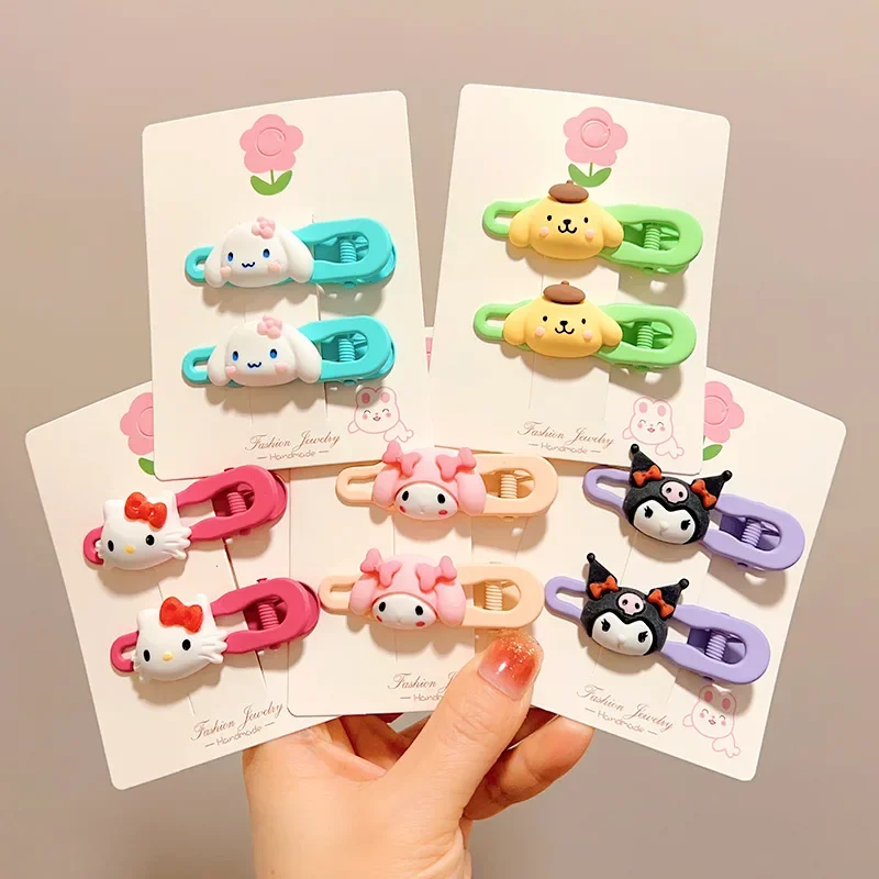 Internet Celebrity New Style Dopamine Color Hairpin Cute Bangs Side Clip Hair Accessories Kuromi Hairpin Hello Kitty