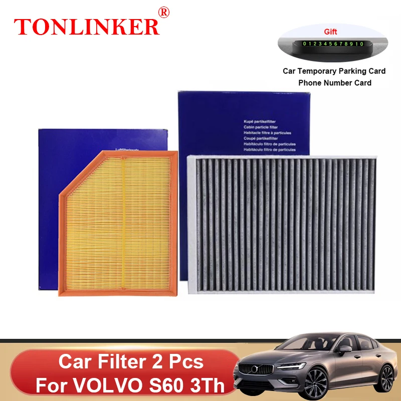 

TONLINKER Car Air Filter Cabin Filter For VOLVO S60 Sedan 3th 2.0L B4 B5 T4 T5 T6 T8 2019 2020 2021 2022 2023 31407748 31370089