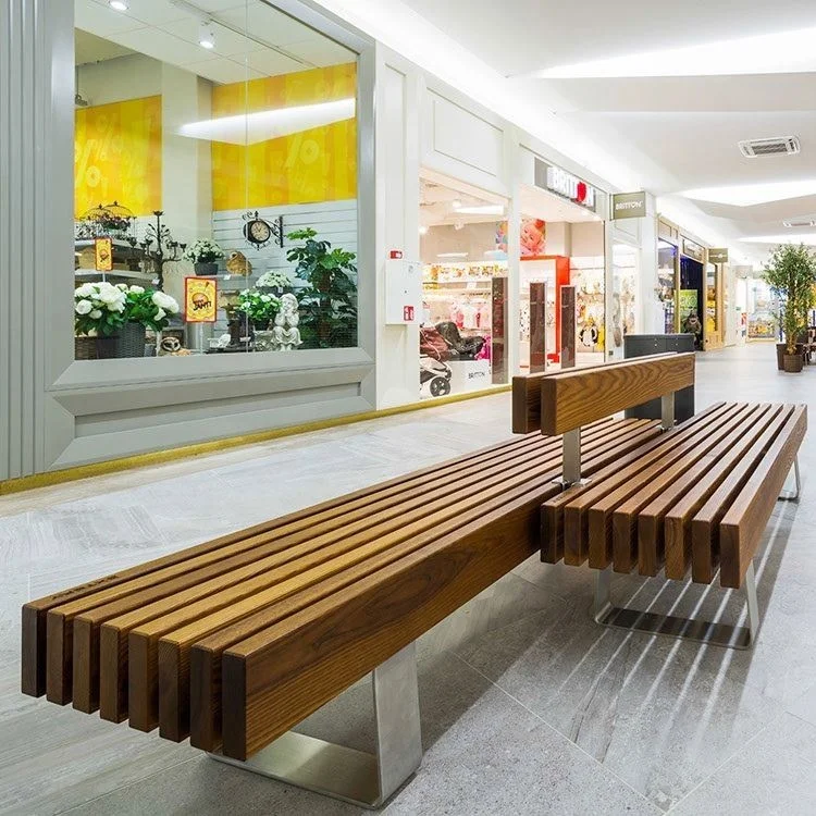 Fashion Beautiful Long Chair Public Park Bench Shopping Mall Wooden Bench