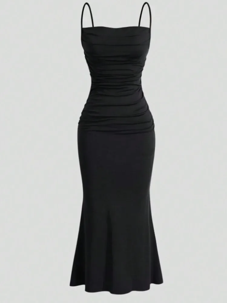 

Women's Dress Spring Summer Elegant Party Fitting Slim Spaghetti Strap Mermaid Hem Maxi Fashion Lady Party Dresses Vestidos