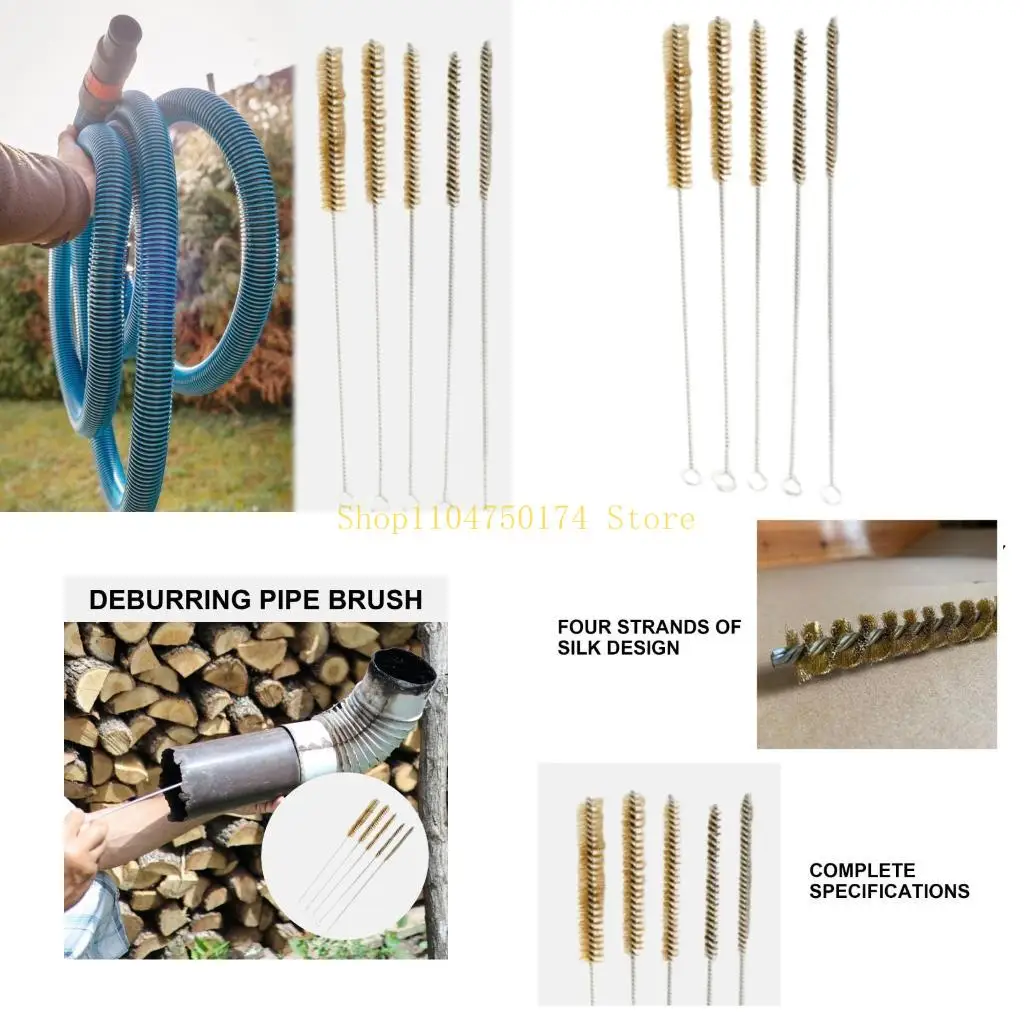 5Pcs Long Handle Brass Wire Pipe Brushes for Kitchen and Bathroom Pipe Cleaning top sale