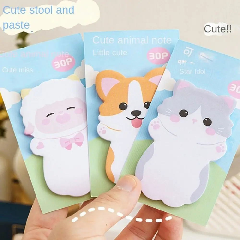 Cartoon Bear Animal Memo Pad, Sheep Dog Sticky Notes, Marcadores, Cat Posted Notepad, Papelaria