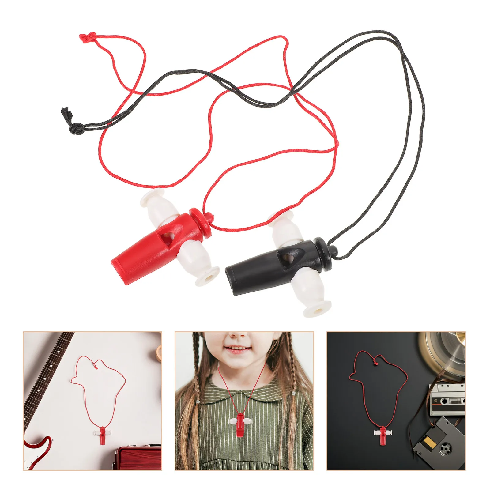4Pcs Samba Plastic Whistles Musical Instruments Kids Education Practice for Dancing Party Stage Performance with Lanyard