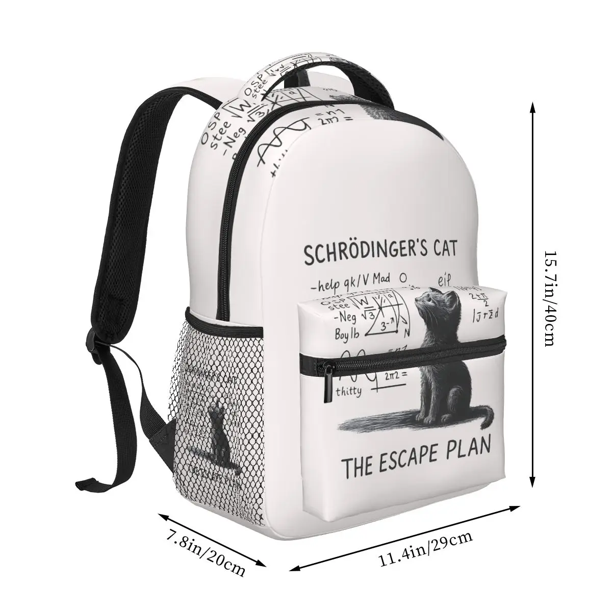 Schrodinger Cat The Escape Plan Physics Quantum Mechanics Backpack Student Boys Girl BookBag School Bag Shoulder Bags For Unisex