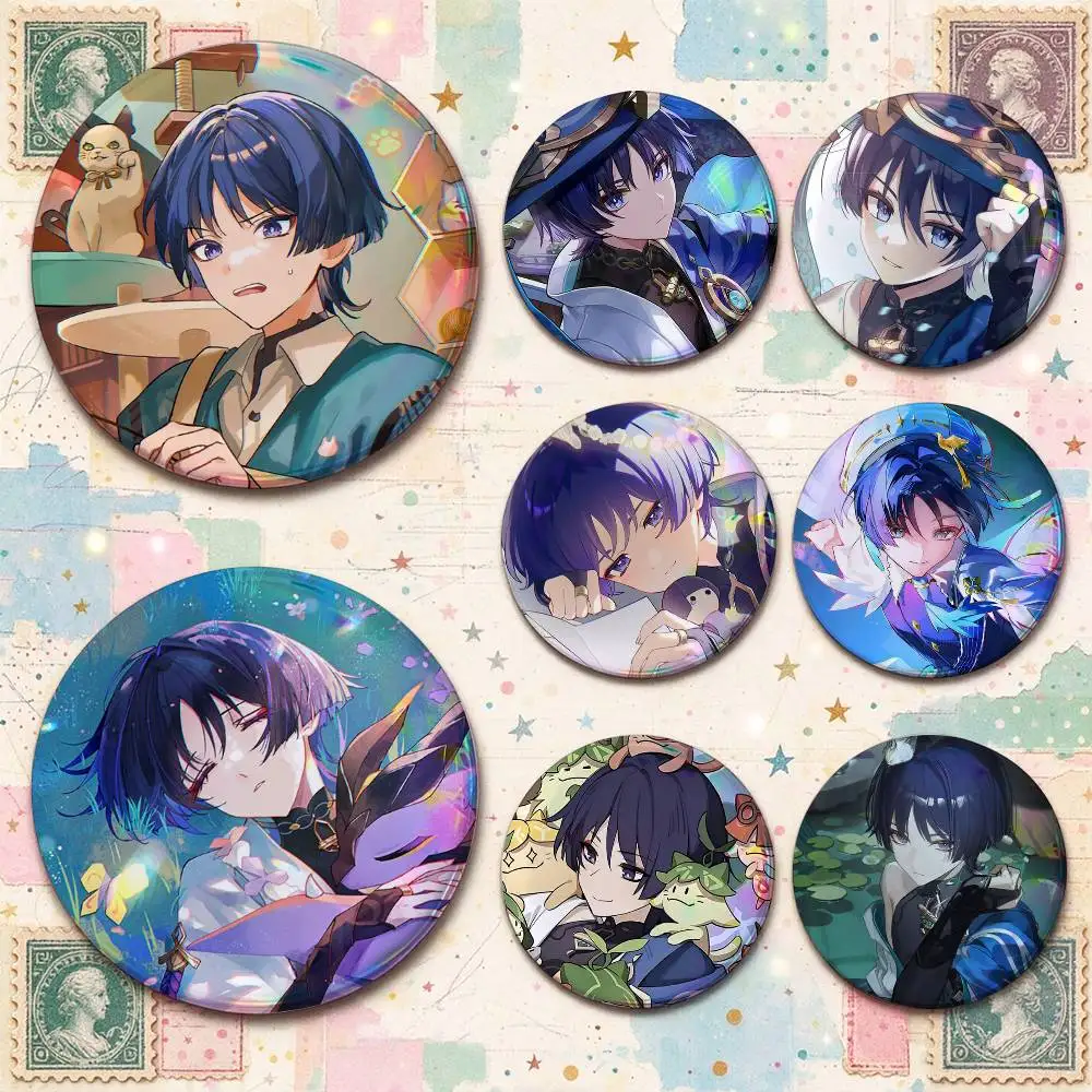 Anime Games Genshin Impac Wanderer Custom Enamel Pin Badges 25mm 32mm 44mm 58mm Backpack Hat Decor Toys Gifts