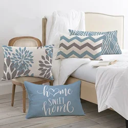 Nordic Sweet Home Light Blue Geometric Imitation linen Pillowcase 40*60Decoration Sofa Cushion Cover 30*50 Decorative Pillowcase