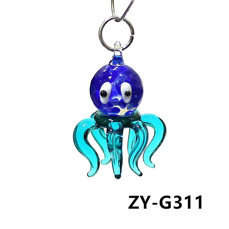 Colorful Cute Glass Octopus Charm Mini Sea Animal Pendant for Aquarium Decor Supplies or Diy Jewelry Necklace Making Accessories