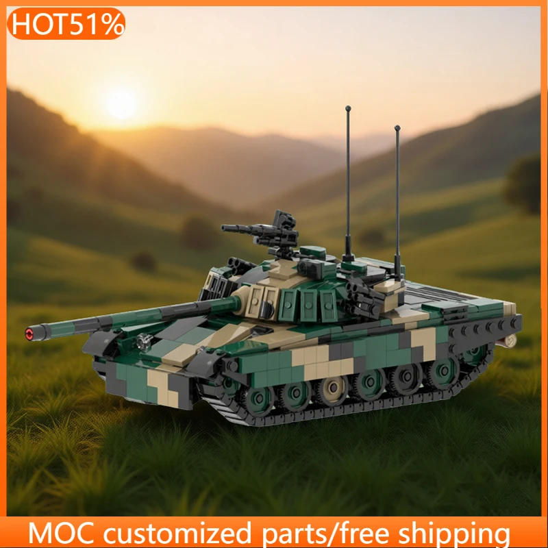 

807 деталей Военная модель танка PTMOC-91 Twardy MOC, модульный конструктор, популярная простая игрушка для самостоятельной сборки, рождественский подарок