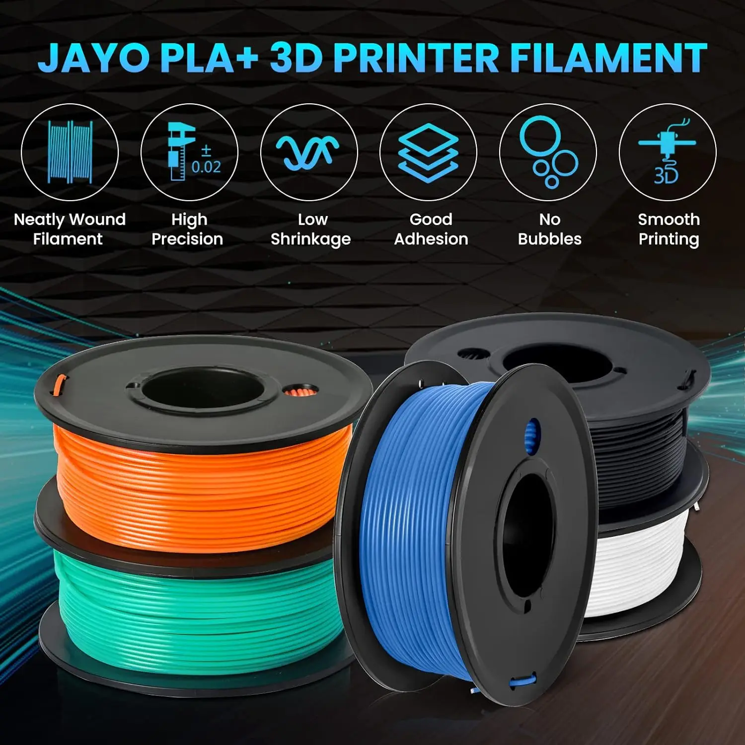 Imagem -04 - Jayo-pla Plus Filamento para Impressora 3d Material de Impressão para Bambu Fdm Pla Plus 175 mm Mais 002 mm