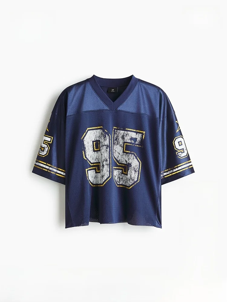 

Мужская футболка H&M, летняя новинка, спортивная, оверсайз, с принтом, сетчатая, баскетбольная, с коротким рукавом, повседневный стиль, из полиэфирного волокна, дышащая