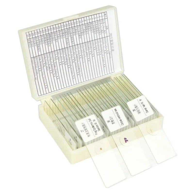 30PCS/Set Biological Glass Sample Prepared Basic Tissues Science Cover Slips Portable Microscope Slides Educational Samples
