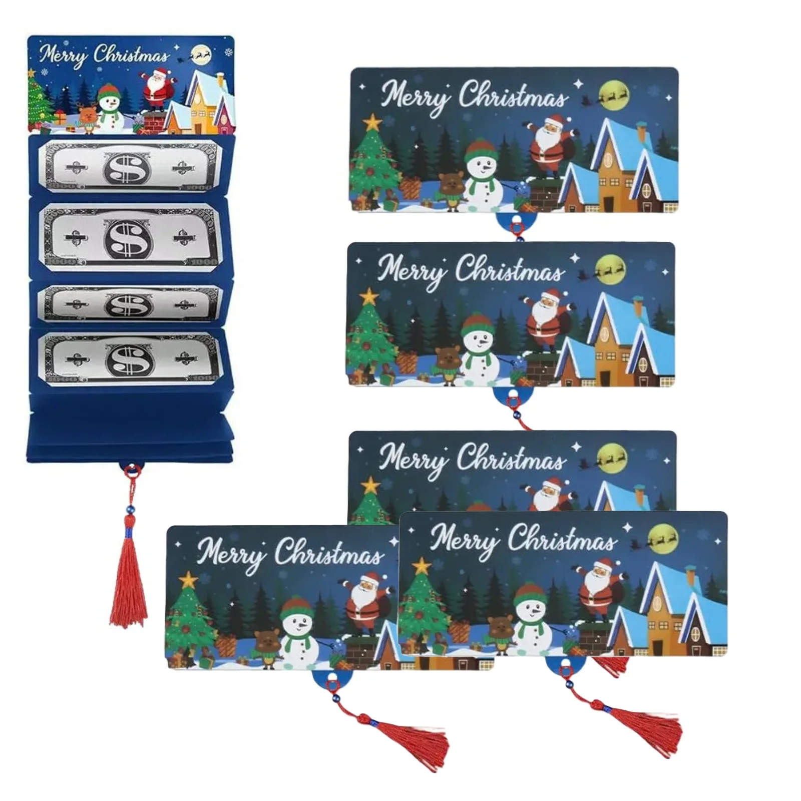 

5Pcs Christmas Santa Claus Money Card Christmas Gift Card Holder with 10 Slots Surprise Favor Xmas Natal New Year Kids Gift Card