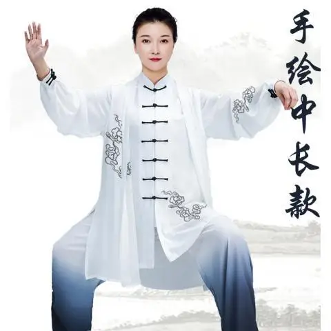 

Костюм Тай Цзи, женский высококачественный новый шаль градиентного цвета, одежда для соревнований и тренировок, мужская одежда