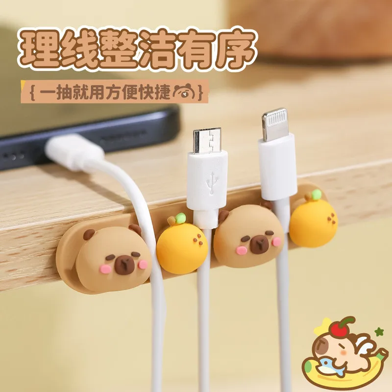 Capybara Organizer Silicone USB Cable Winder Flexible Cable Management Clips For Mouse Headphone Earphone Holder