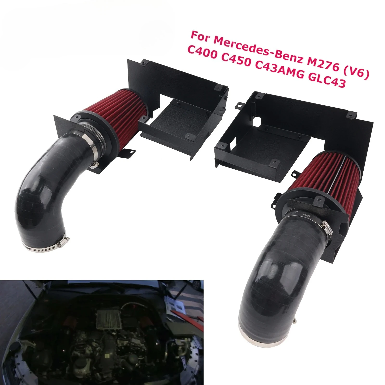 2012+ Dual Cold Air Intake Kit for Mercedes-Benz C400 C450 C43 AMG GLC43 M276 V6