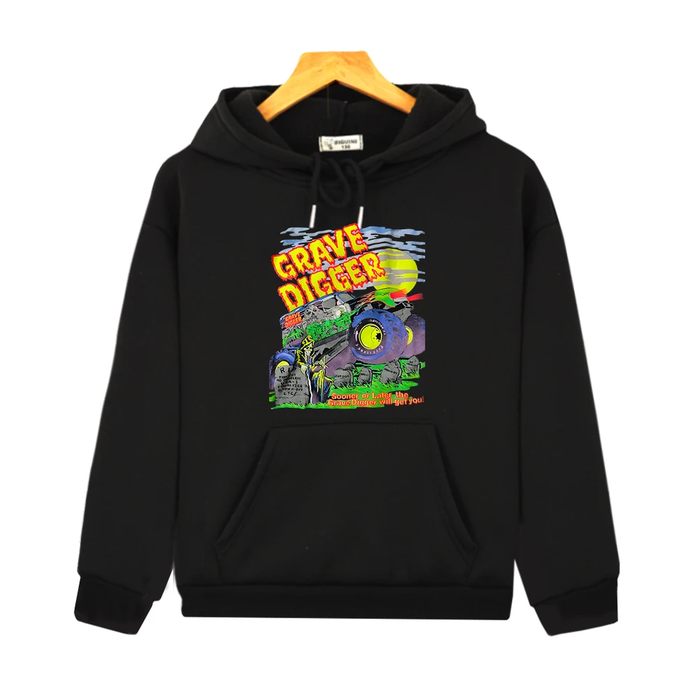 

Grave Digger Car Print Hoodies Long Sleeve Boys and Girls Sweatshirt Casual Autumn Fleece Warm Pullovers with Hooded Children