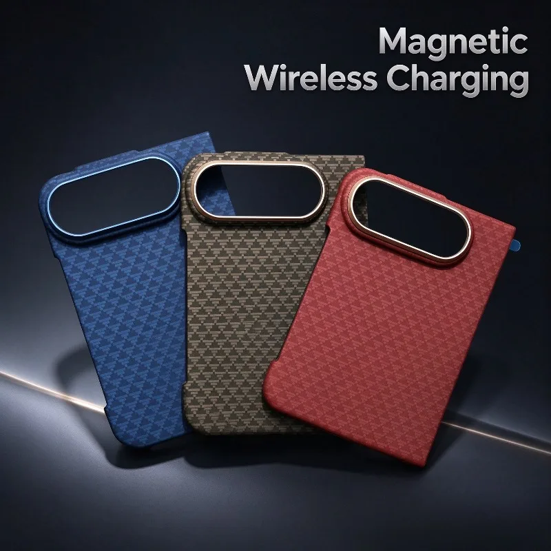 Luxury Business Carbon Fiber Texture PC Hard Magnetic Case for IPhone Duo Wireless Charger Shockproof Anti Scratch Protect Cover