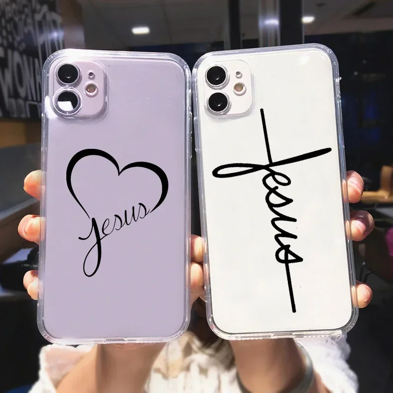 Christian Religious Faith Jesus Clear Phone Case for iPhone 16 15 13 12 14 11 15 Pro Max Mini Plus SE Soft Shockproof Cover Skin