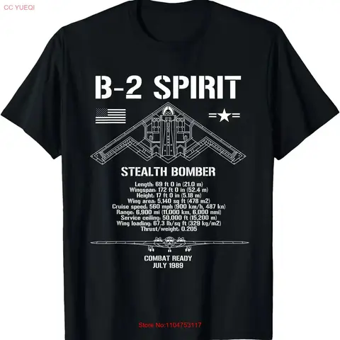 B 2 Spirit Stealth Bomber Military Aircraft Specs B2 T Shirt vintage Washed Soft fashion Versatile streetwear Breathable