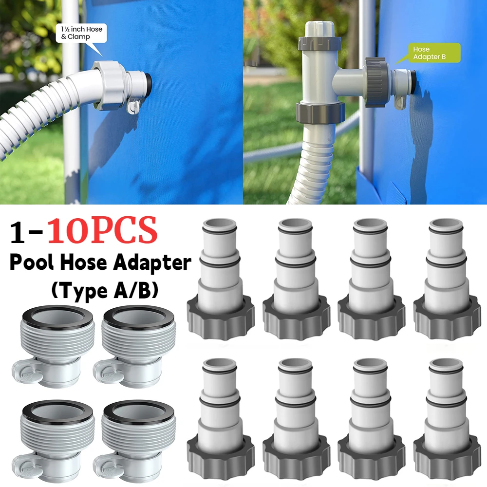 Pool Hose Adapter for Sand Pump Replacement Hose Adapter Pool Pump Part with Plunger Valve for Intex Swimming Pool Accessories