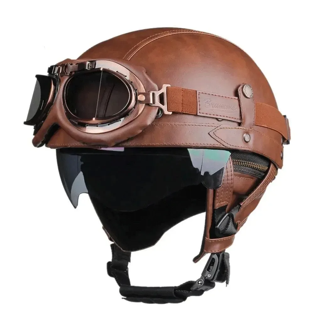 

Vintage Retro Motorcycle Half Helmet DOT Approved German Style for Men Women Electric Scooter Summer Ultra-Light Casco Moto