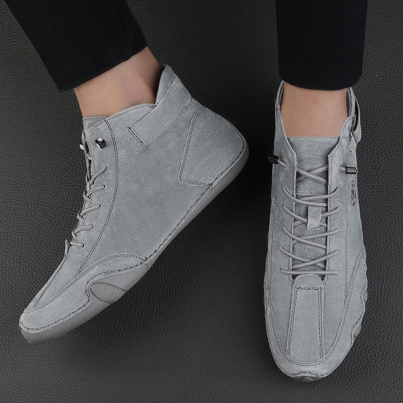 CLOHOO Lässige Stiefeletten für Herren, zum Schnüren, zum Gehen, leicht, bequem, für Motorrad, Outdoor, Winter, warme Modeschuhe – Detail 11