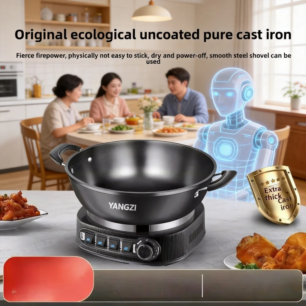 Multifunctional Cast Iron Cooker for Frying, Stewing & Steaming