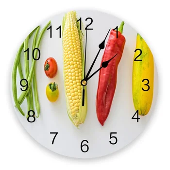 Fruit and vegetable wall clocks silent living room decoration round wall clock home bedroom kitchen wall decor clocks