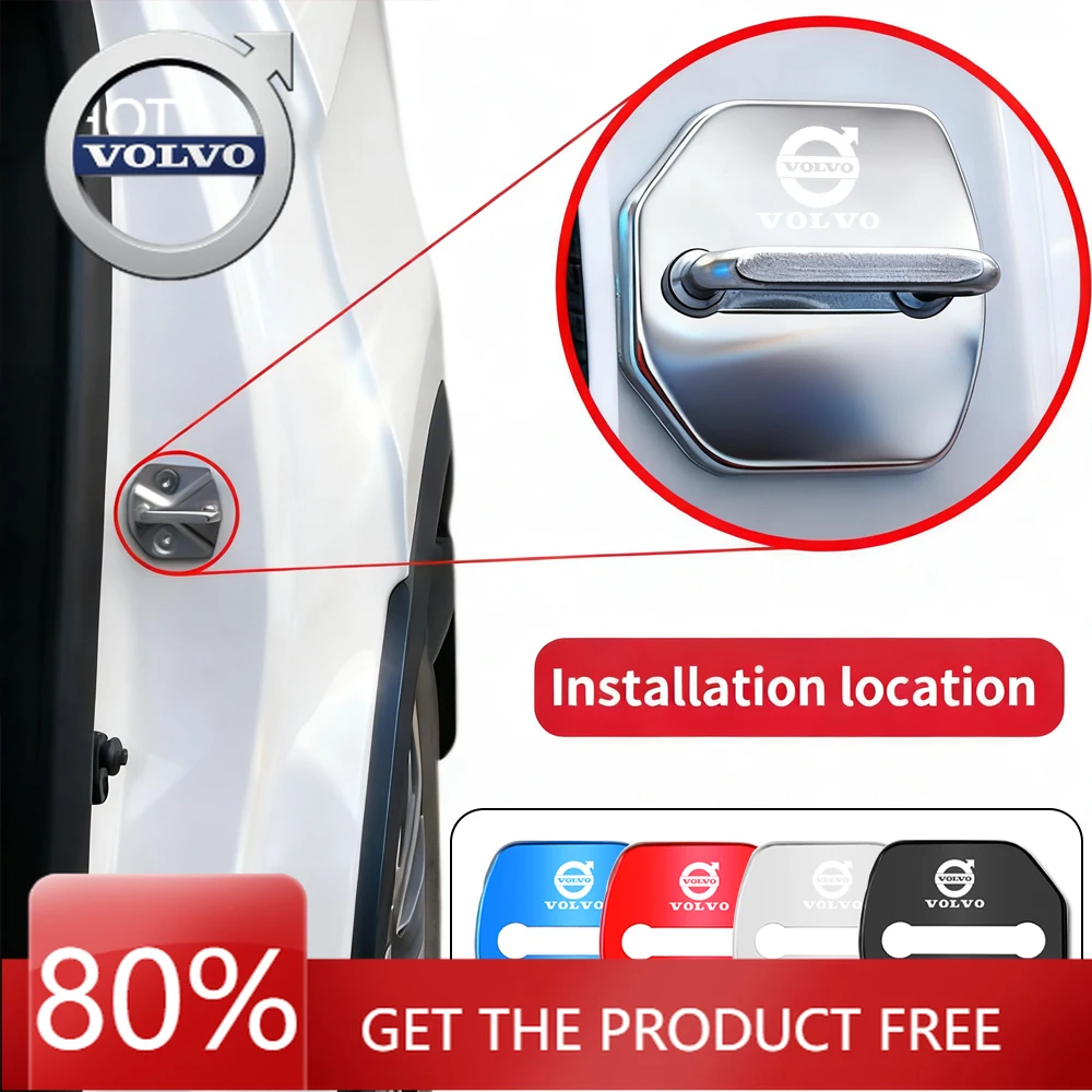 

Эмблемы 2026 Новые для Volvo 4 шт. Защитная крышка с пряжкой замка автомобиля из нержавеющей стали для Volvo XC90 V90 V60 XC60 V40 EC40 EX40