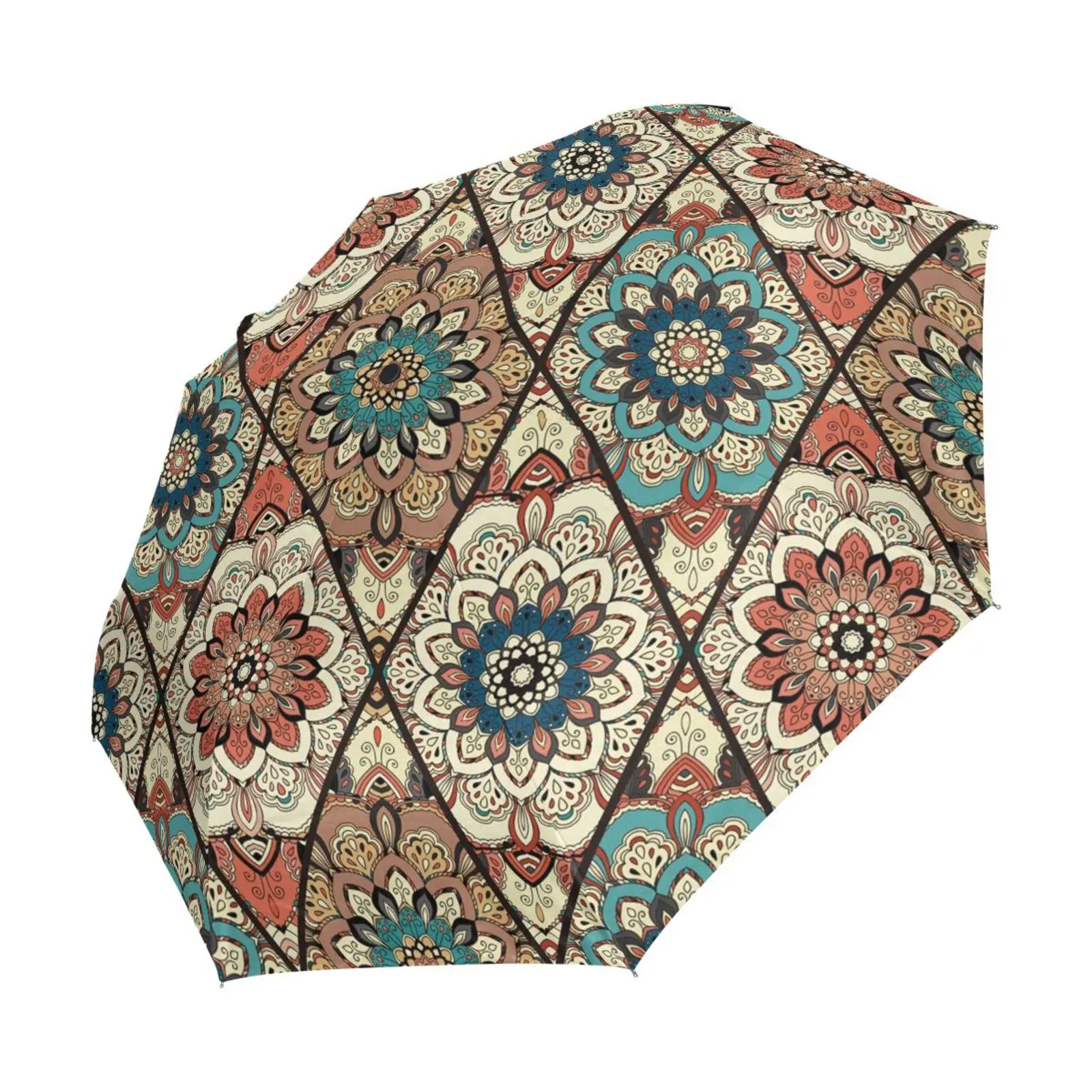 High-quality Women Rain Umbrella Chic Three Folding Girl Durable Portable Bohemian style Umbrella Automatic Parapluie