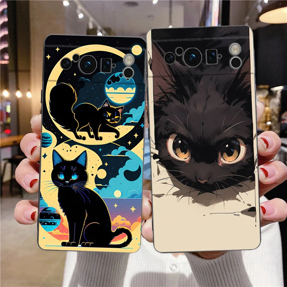 Cute Detection Cat Phone Case Cover for Google Pixel 9 8 7 6 7A 6A Pro 5G Shockproof Silicone Soft 8 Pro 5G Shell Capas Fundas