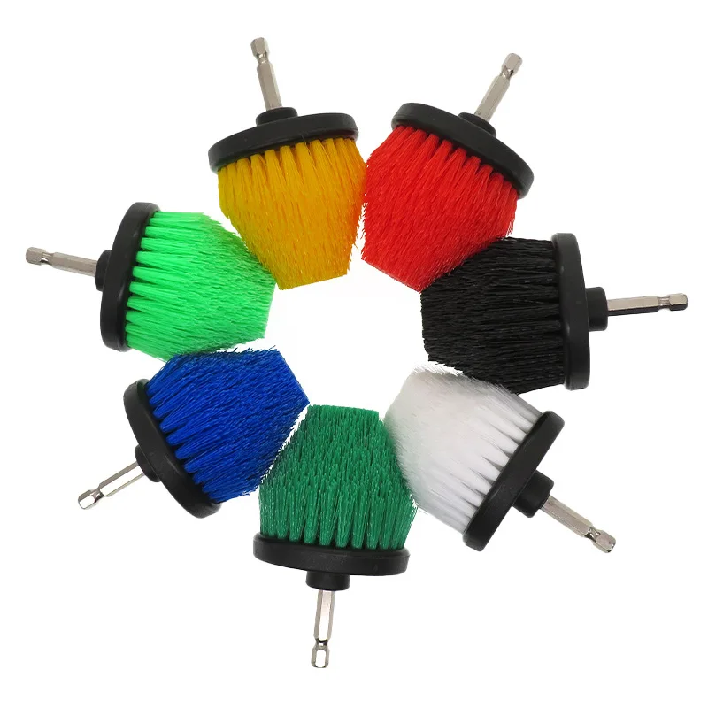 2.5''Electric Scrubber Brush Drill Cleaner Brush Auto Tires Detailing Brush 6 Color Tool Rim Brush Set Car Cleaning