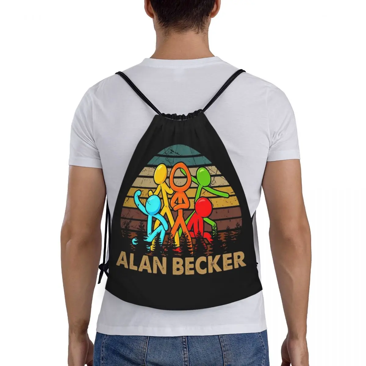

Retro Love Animatiors Alan Design Becker Backpacks Casual Drawstring Bundle Pocket Sports Bag Book Bags For Man Woman Students