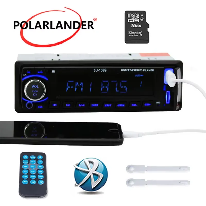 

12V Single Din Car Stereo (TDA7388): Bluetooth Hands-Free, 4×50W, USB/SD/AUX, FM Radio, LED Display & Remote