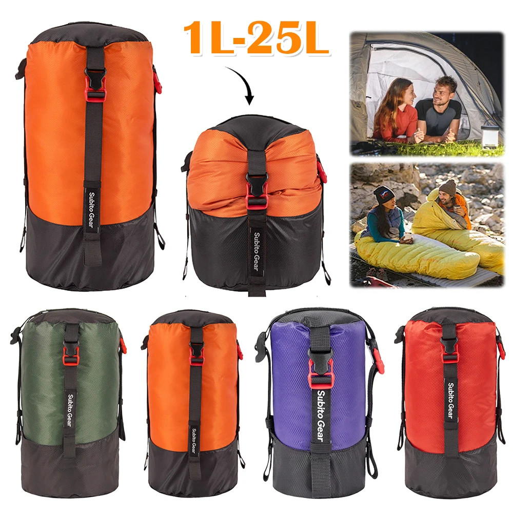 1L-25L 70D Сверхлегкий спальный мешок из полиэстера, компрессионный водонепроницаемый мешок для вещей, сумка для хранения пуховиков, товары для кемпинга ﻿