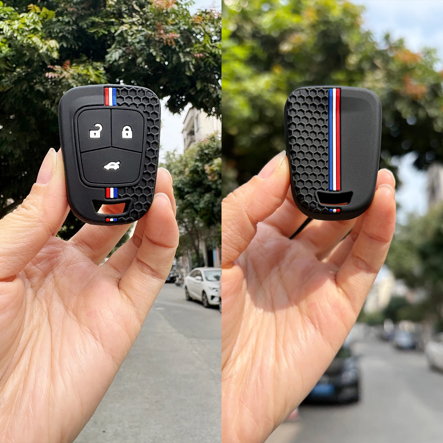 Silikon-Schlüsselanhänger für Chevrolet Camaro Cruze Sonic Impala Malibu AVEO Equinox für Vauxhall Opel Astra J H Schlüsselhülle