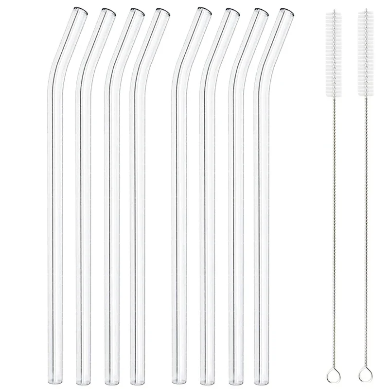 20cm Reusable Glass Straws, High Borosilicate Smoothie Cocktails Straw Environmentally Friendly Drinkware Straw Wine Accessories