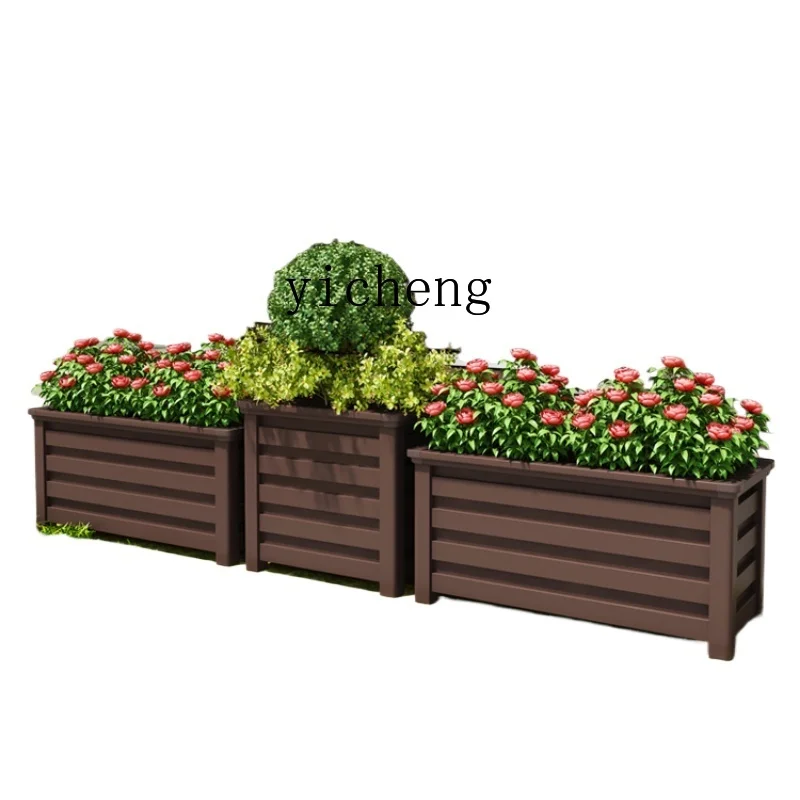 

ZF Aluminum Alloy Flower Box Outdoor Planting Box Courtyard Outdoor Planter Flower Stand Balcony