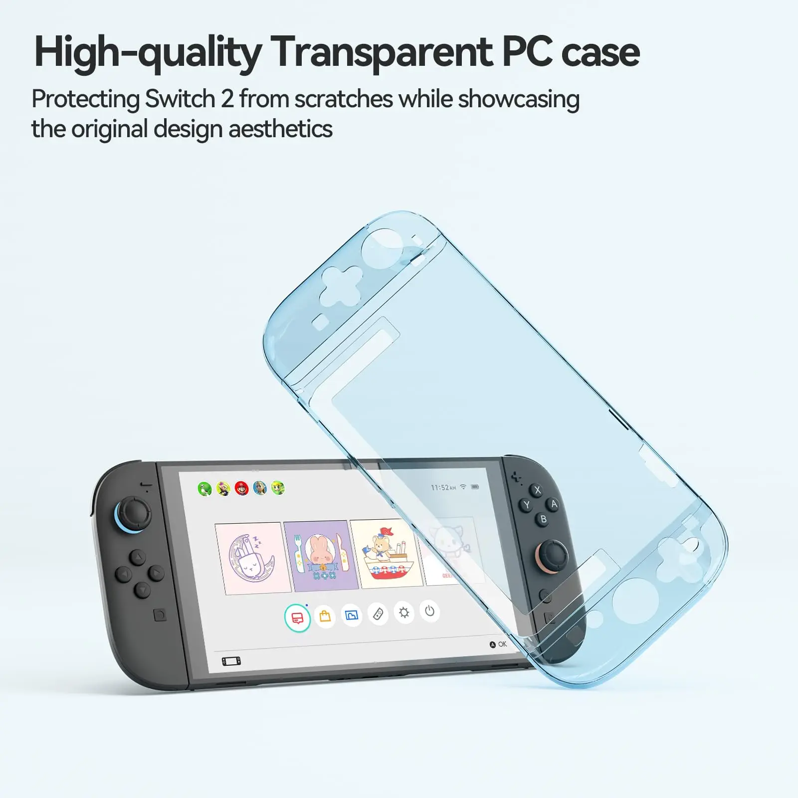 Crystal Blue / Pink Protective Case Compatible with Switch 2 - Geekshare NS2 (2025) Detachable Shell, PC Hard Shell